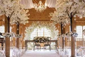Merrydale Manor, Cheshire wedding venue, wedding venue stylist, venue dresser, venue stylist, flowers, blossom trees, moongate, all white wedding